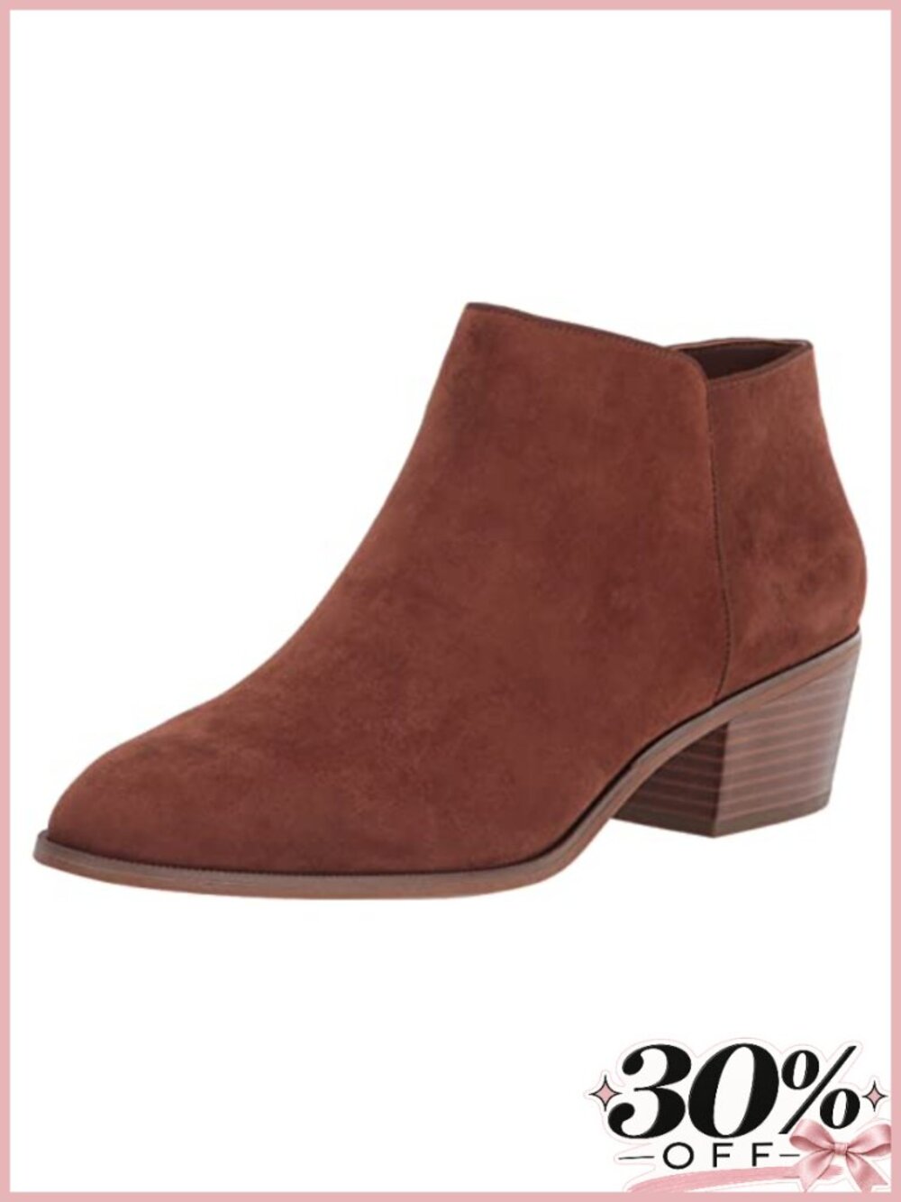 Women's Faux Suede Ankle Boots Memory Foam Block Heel Side Zip